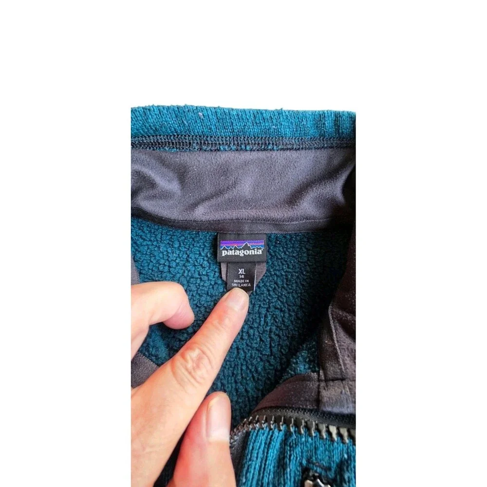 Patagonia YOUTH Green Heather  Sweater Fleece 1/4 Zip Pullover Jacket XL 14